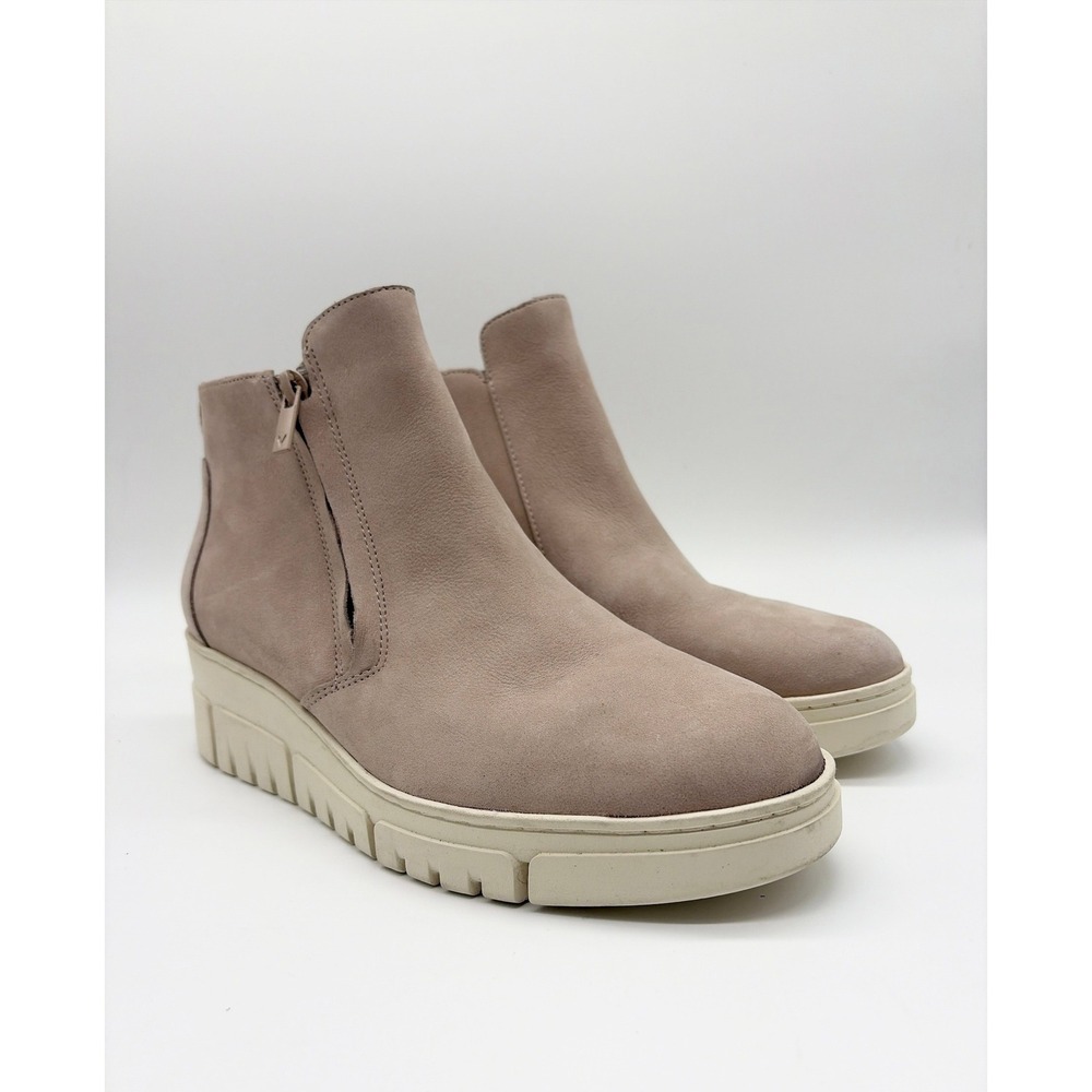 Vionic Uptown Sur Weatherproof Taupe Nubuck Ankle Boots Lug Sole Womens 8.5